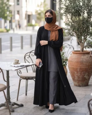 Premium Black Front Open Abaya