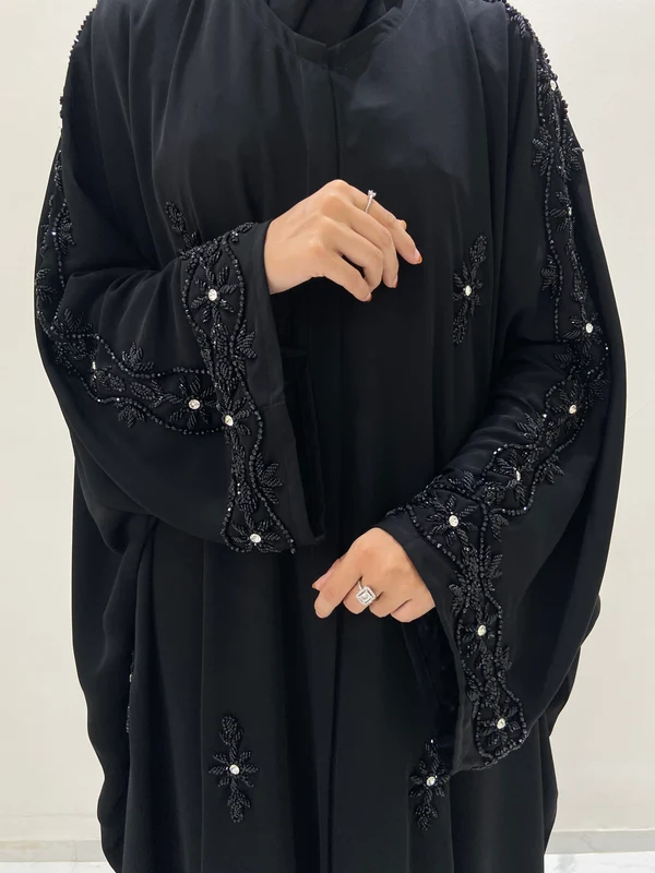 Elegant Black Front Open Burqa